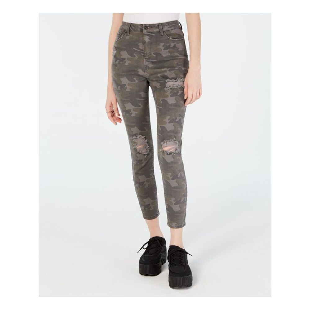 VANILLA STAR Womens Skinny Jeans Gray Camouflage Juniors 1\25 Waist